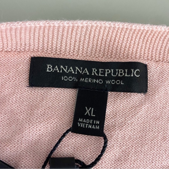 NEW Banana Republic Seamless Merino Wool V Neck Sweater XL Blush Pink 671981 - Picture 7 of 12